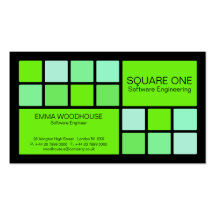 Square One Black, Green & Mint Business Card Template