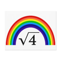 Square Root of 4 Equals Rainbow Postcard