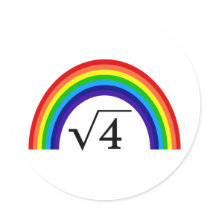 Square Root of 4 Equals Rainbow Sticker
