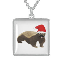 Square Sterling Silver Necklace Honey Badger