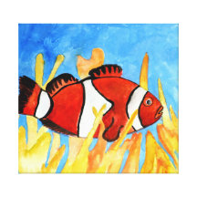 square tropical clown fish painting clownfish gallery wrap canvas