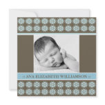 Square Victorian Blue Birth Announcement