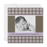 Square Victorian Lilac Designer Birth Announcement invitations