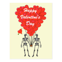 Squelettes et Valentines drôles de coeur d'amour Cartes Postales