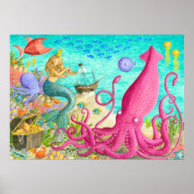 Squids and Friends Poster