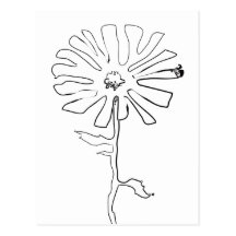 squiggle flower post card