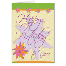 Squiggled Flower  Birthday Card
