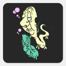 Squiggley Aliens.png Square Sticker