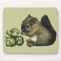 Squirrel and hazelnuts mouse mats