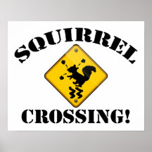 Squirrel Crossing Road Sign Poster