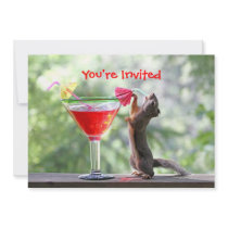 Squirrel Drinking a Cocktail Invitations