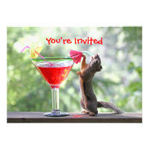 Squirrel Drinking a Cocktail Invitations