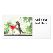 Squirrel Drinking a Cocktail Picture Card