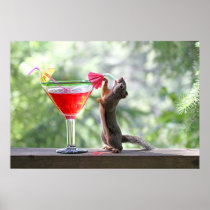 Squirrel Drinking a Cocktail Posters