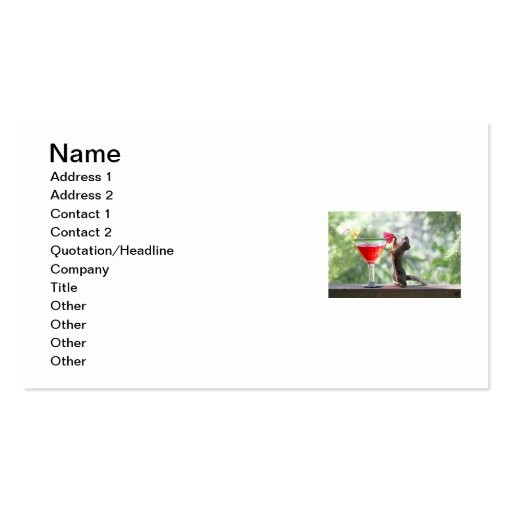 Squirrel Drinking Tropical Drink Business Card