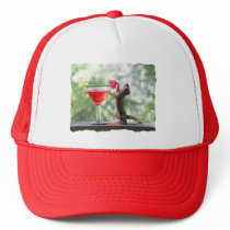 Squirrel Drinking Tropical Drink Mesh Hat