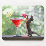 Squirrel Drinking Tropical Drink mousepads