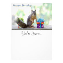 Squirrel Happy Birthday! Custom Invitations