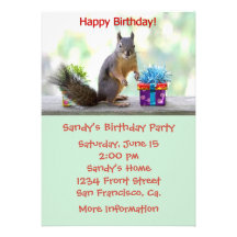 Squirrel Happy Birthday Invitations