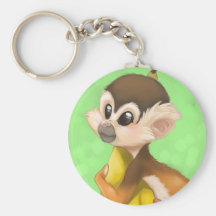 Squirrel Monkey with Banana Key Chain