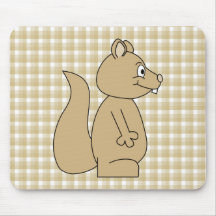 Squirrel on Check Pattern Background. Mousepad