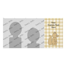 Squirrel on Check Pattern Background. Picture Card