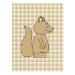 Squirrel on Check Pattern Background. Postcards