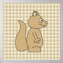 Squirrel on Check Pattern Background. Posters
