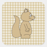 Squirrel on Check Pattern Background. Square Sticker