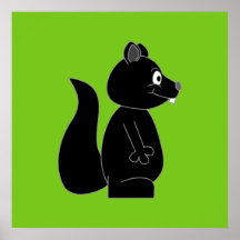 Squirrel on Green Background Poster