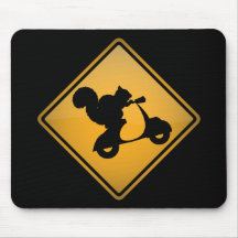 Squirrel on Scooter Warning Sign Mousepads