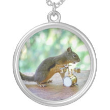 Squirrel Playing Drums Custom Jewelry