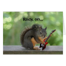 Squirrel Playing Electric Guitar Greeting Cards