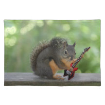 Squirrel Playing Electric Guitar Place Mat