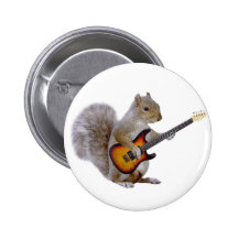 Squirrel Playing Guitar Pinback Button