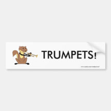 Squirrel Playing the Trumpet Bumper Stickers