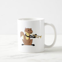 Squirrel Playing the Trumpet Coffee Mugs