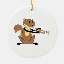 Squirrel Playing the Trumpet Christmas Tree Ornament