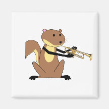 Squirrel Playing the Trumpet Refrigerator Magnets