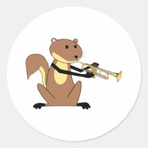 Squirrel Playing the Trumpet Round Sticker