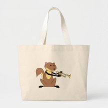 Squirrel Playing the Trumpet Tote Bags