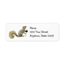 Squirrel with Wine Return Adress Labels