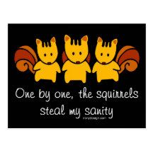 Squirrels steal my sanity post cards