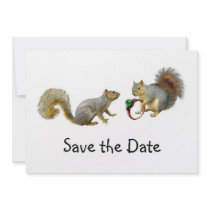 Squirrels with Ring Save the Date Custom Invitations