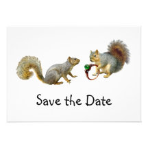 Squirrels with Ring Save the Date Custom Invitations