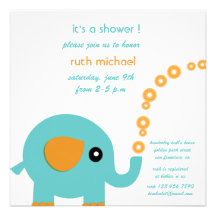 Squirting elephant - baby shower invites