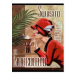 Squisito Cioccolato Italian Chocolate Woman in Red Postcard