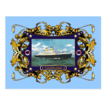 SS Constitution Vintage Ocean Liner Post Card