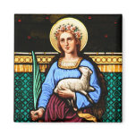 St Agnes of Rome, holding lamb and palm leaf magnets