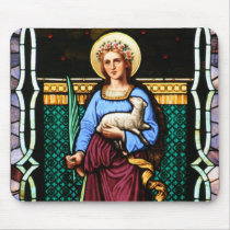 St Agnes of Rome, holding lamb and palm leaf Mouse Pads